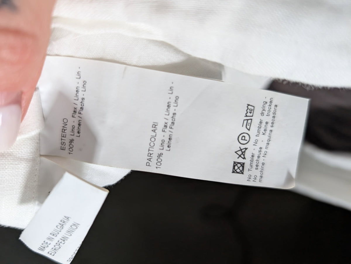 White Linen Midi Skirt with Eyelet Lace Detail EU 46 - Image 6