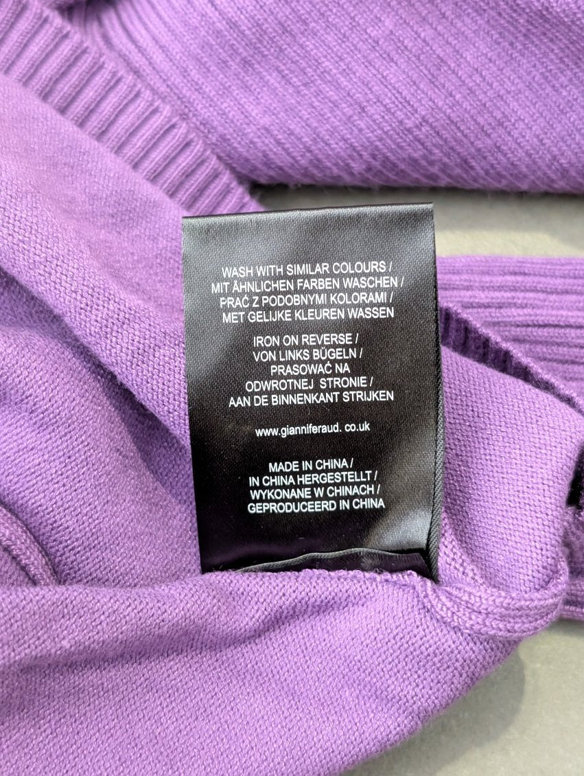 Gianni Feraud Purple Ribbed Knit Crew Neck Sweater - Women's UK 12 - Image 6