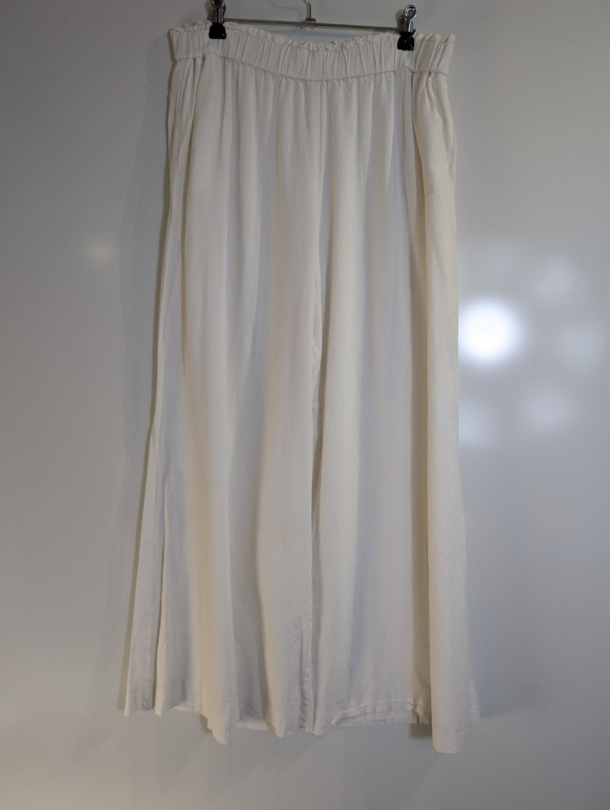 Zara Wide-Leg Linen-Blend Trousers White Women's Size L - Image 6