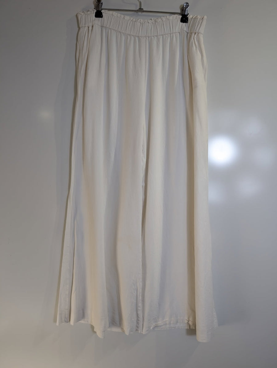 Zara Wide-Leg Linen-Blend Trousers White Women's Size L - Image 6