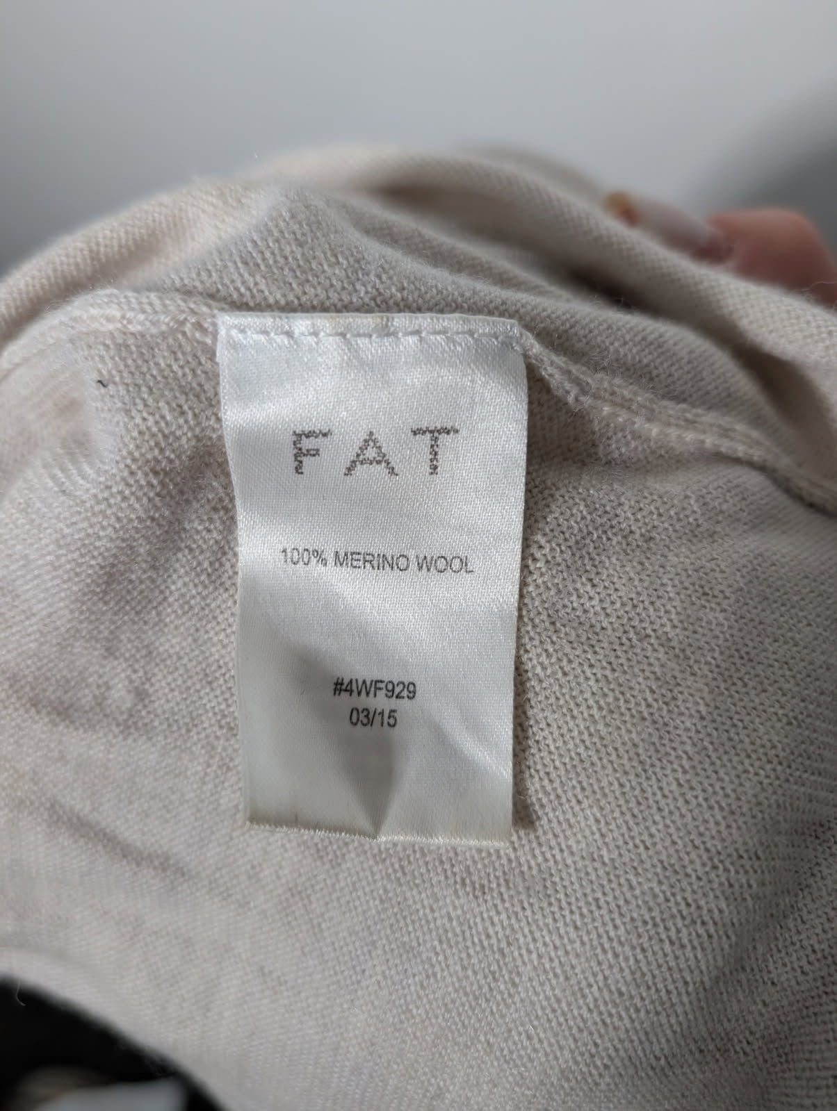 FAT Merino Wool Knit Turtleneck Midi Sweater Dress Beige Size 6 - Image 3