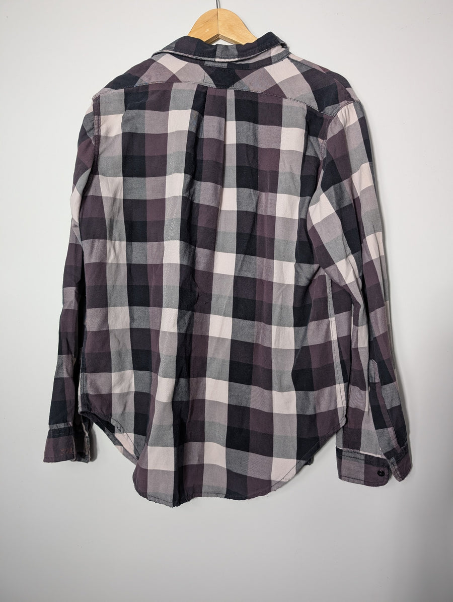 Current/Elliott The Prep School Shirt Graystone Plaid Size 2 - Image 5