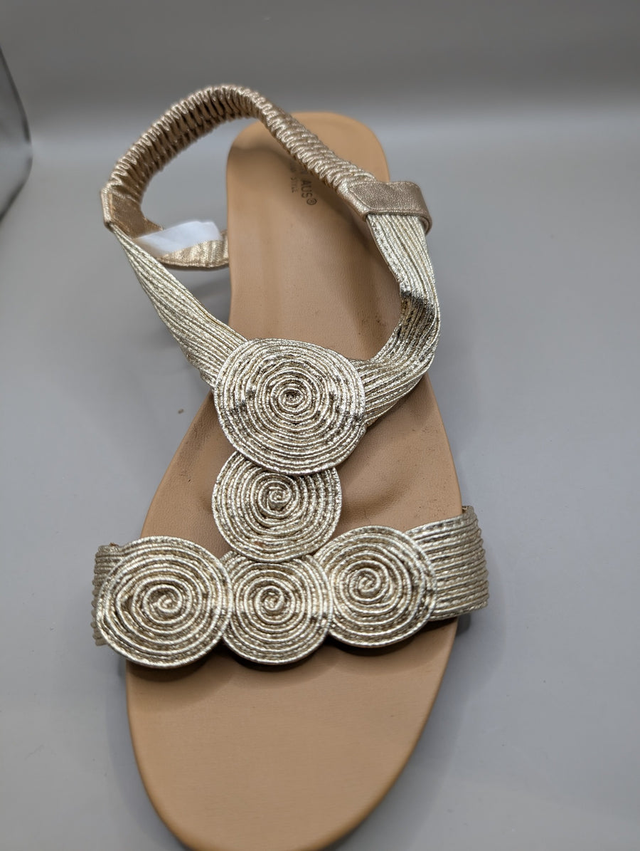 Gold Metallic Spiral Detail Slingback Sandals Women's AU 9.5 - Image 5