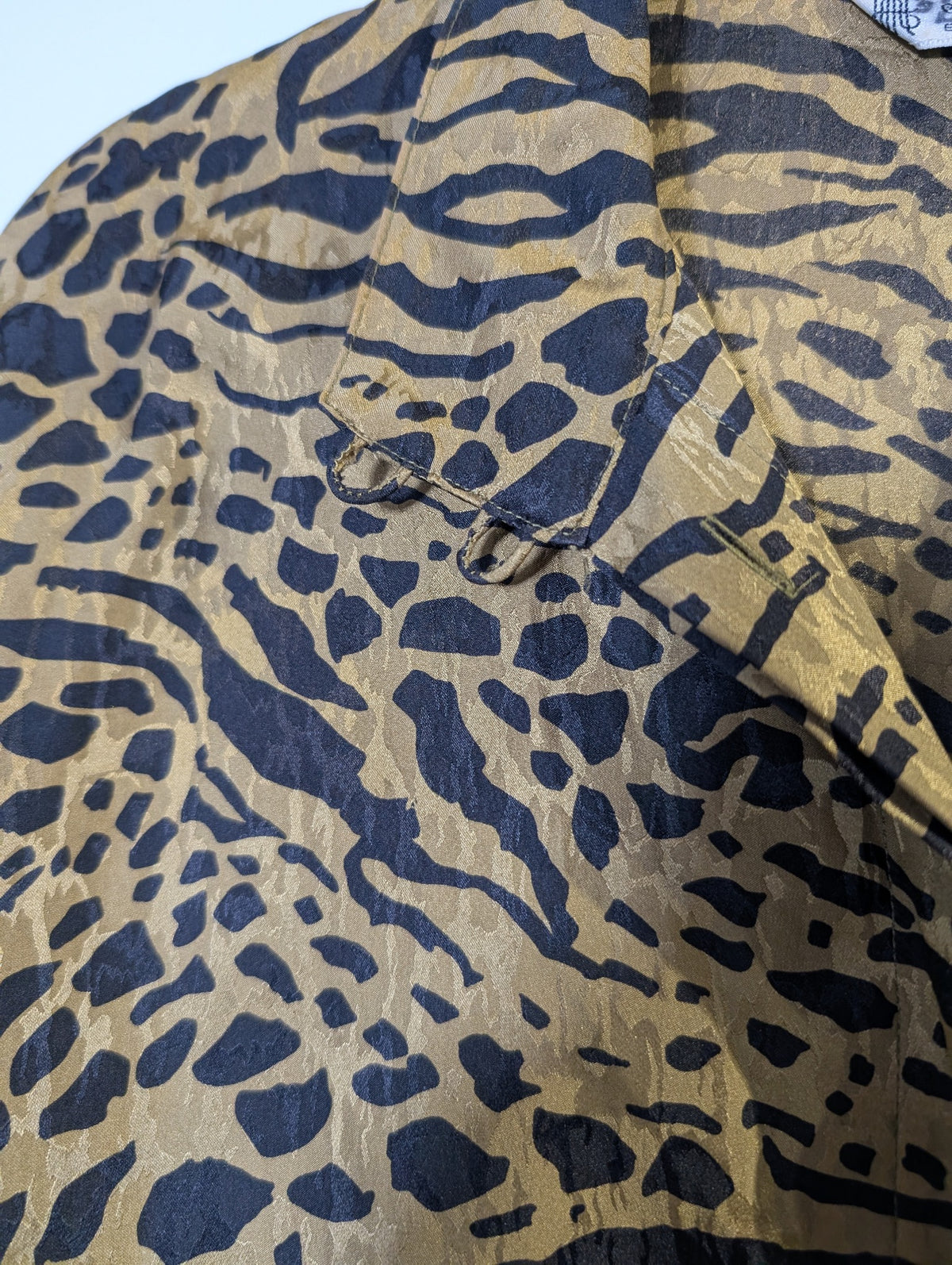 J M T Animal Print Button-Down Blouse Brown Size 34 - Image 5