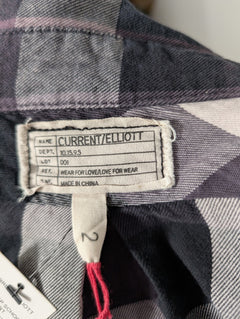 Current/Elliott The Prep School Shirt Graystone Plaid Size 2 - Image 6