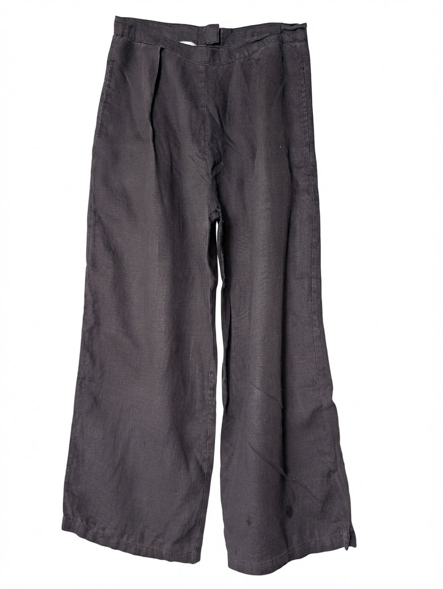 SIR. Linen Wide-Leg Trousers Dark Grey Size 1
