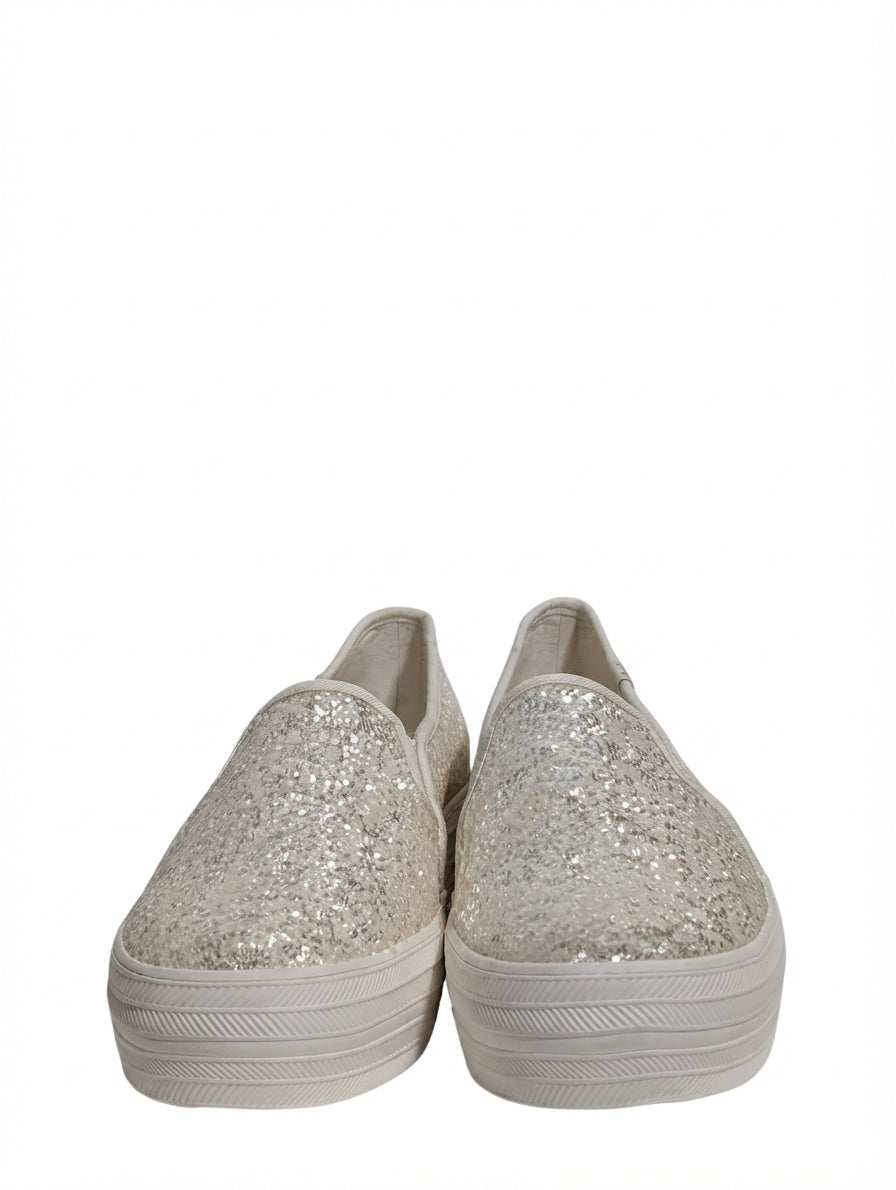 Keds x Kate Spade Triple Decker Glitter Slip-On Sneakers Silver US 8 - Image 1