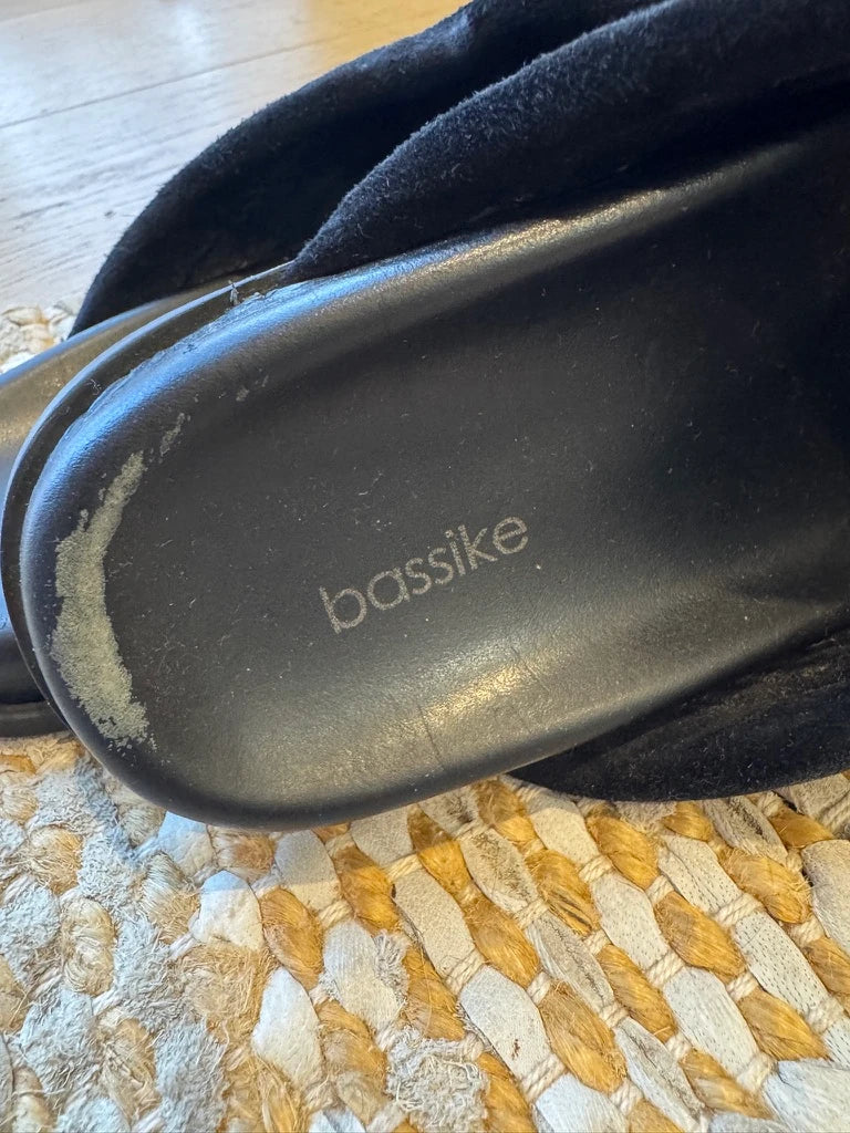 Bassike Black Quilted Suede Slides - Image 2