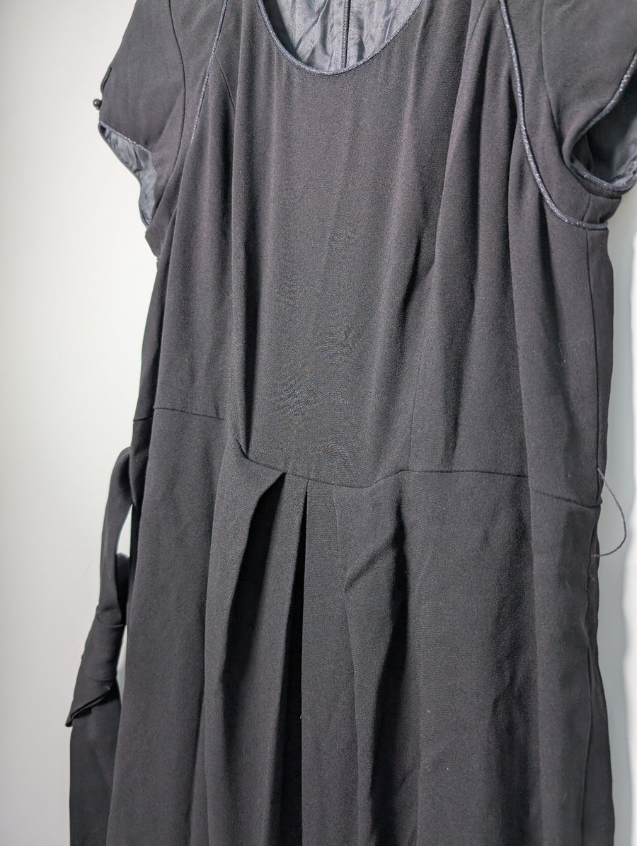 Gerard Darel Short Sleeve Belted Dress Black Size 42 - Image 4