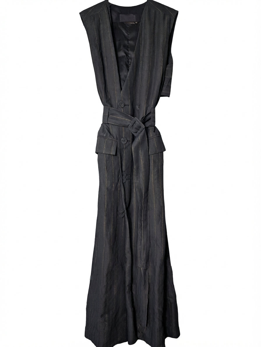 Ginger & Smart Pinstripe Sleeveless Trench Dress Size 8