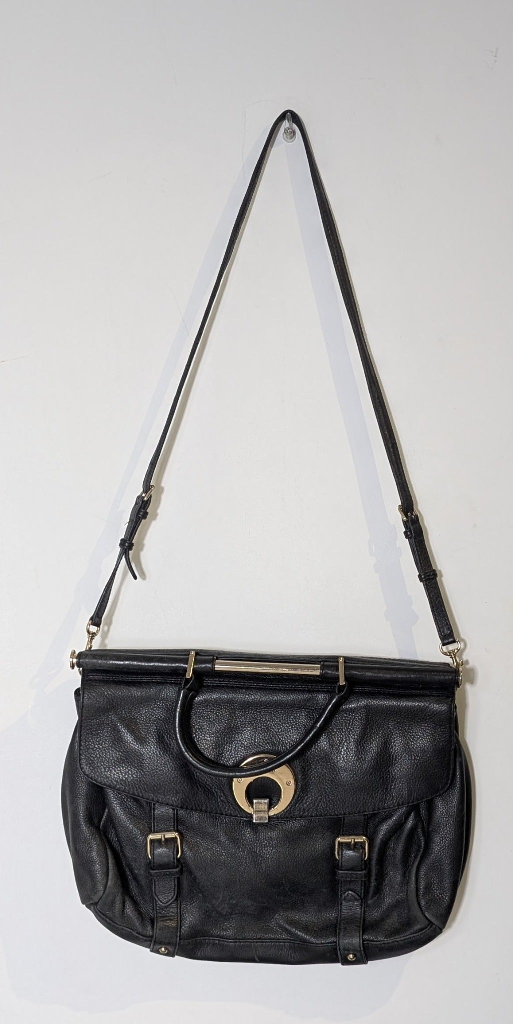 Oroton Leather Handbag Black Classic Crossbody - Image 2