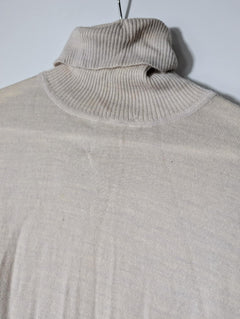 FAT Merino Wool Knit Turtleneck Midi Sweater Dress Beige Size 6 - Image 6