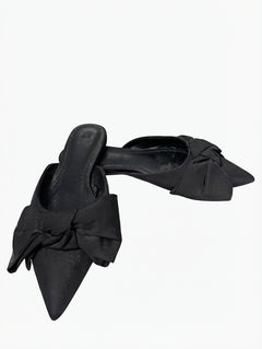H&M Pointed Toe Bow Mules Black Size 38 - Image 1