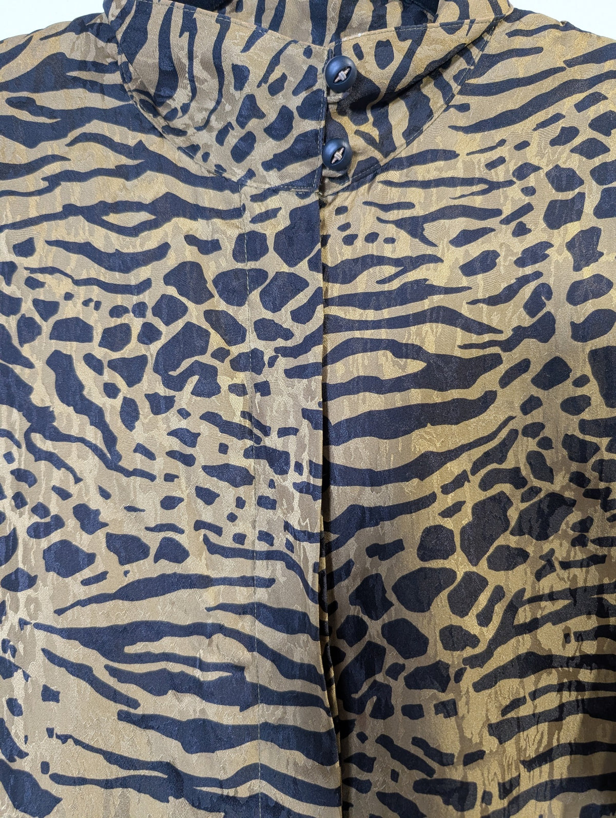 J M T Animal Print Button-Down Blouse Brown Size 34 - Image 7