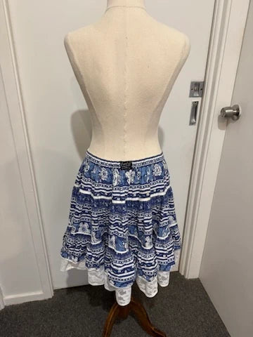 L and J Creation Provence Blue Floral Tiered Skirt - Image 3
