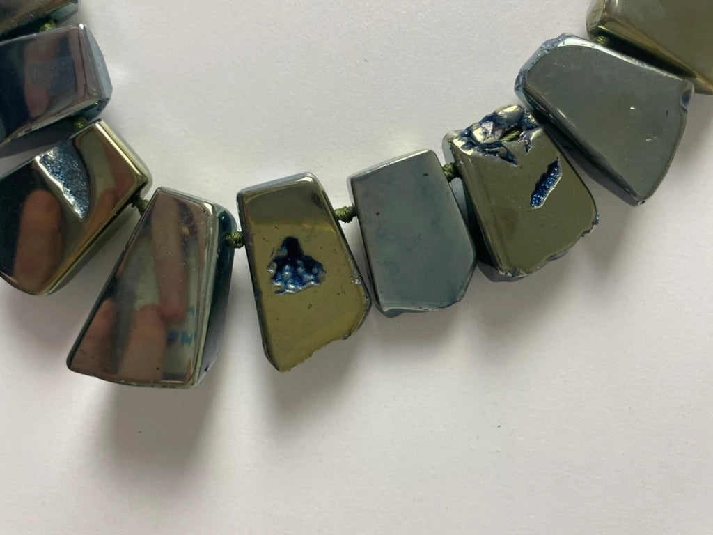 Statement Necklace Irregular Faceted Metallic Beads - Image 3