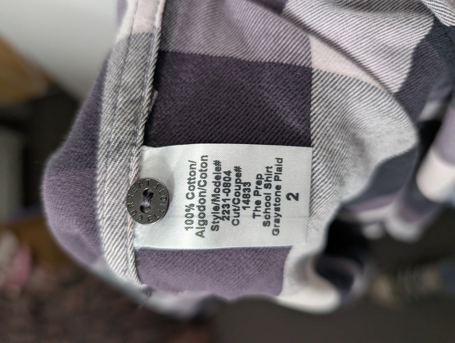 Current/Elliott The Prep School Shirt Graystone Plaid Size 2 - Image 9