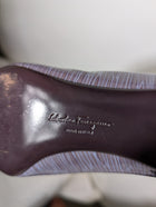 Salvatore Ferragamo Vara Bow Kitten Heel Pumps Grey Patent Leather - Image 8