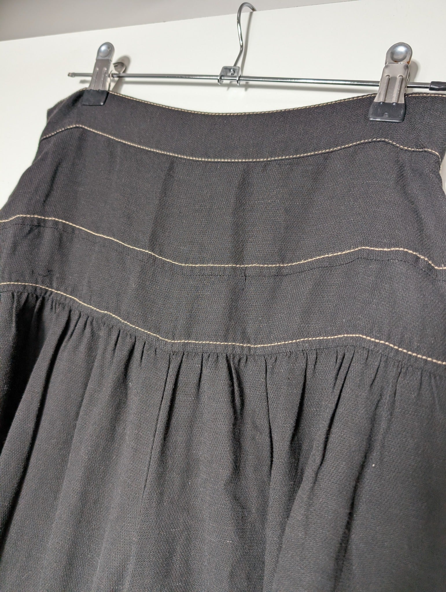 Ginger & Smart Wide-Leg Linen Trousers Black Contrast Stitching Size 8 - Image 2