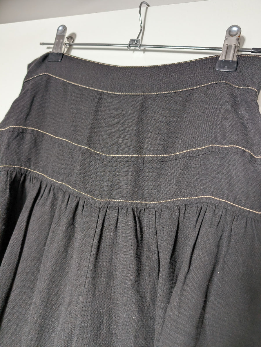 Ginger & Smart Wide-Leg Linen Trousers Black Contrast Stitching Size 8 - Image 2