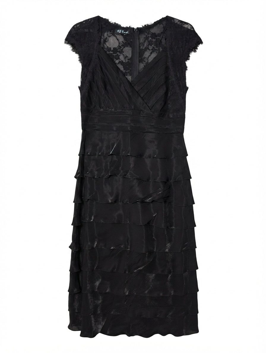 Flirt by Mr K Tiered Cocktail Dress Black Size 16 - Image 1