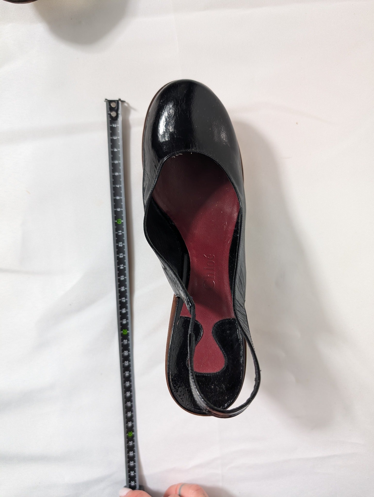 Chloé Patent Leather Slingback Wedge Sandals Black - Image 9