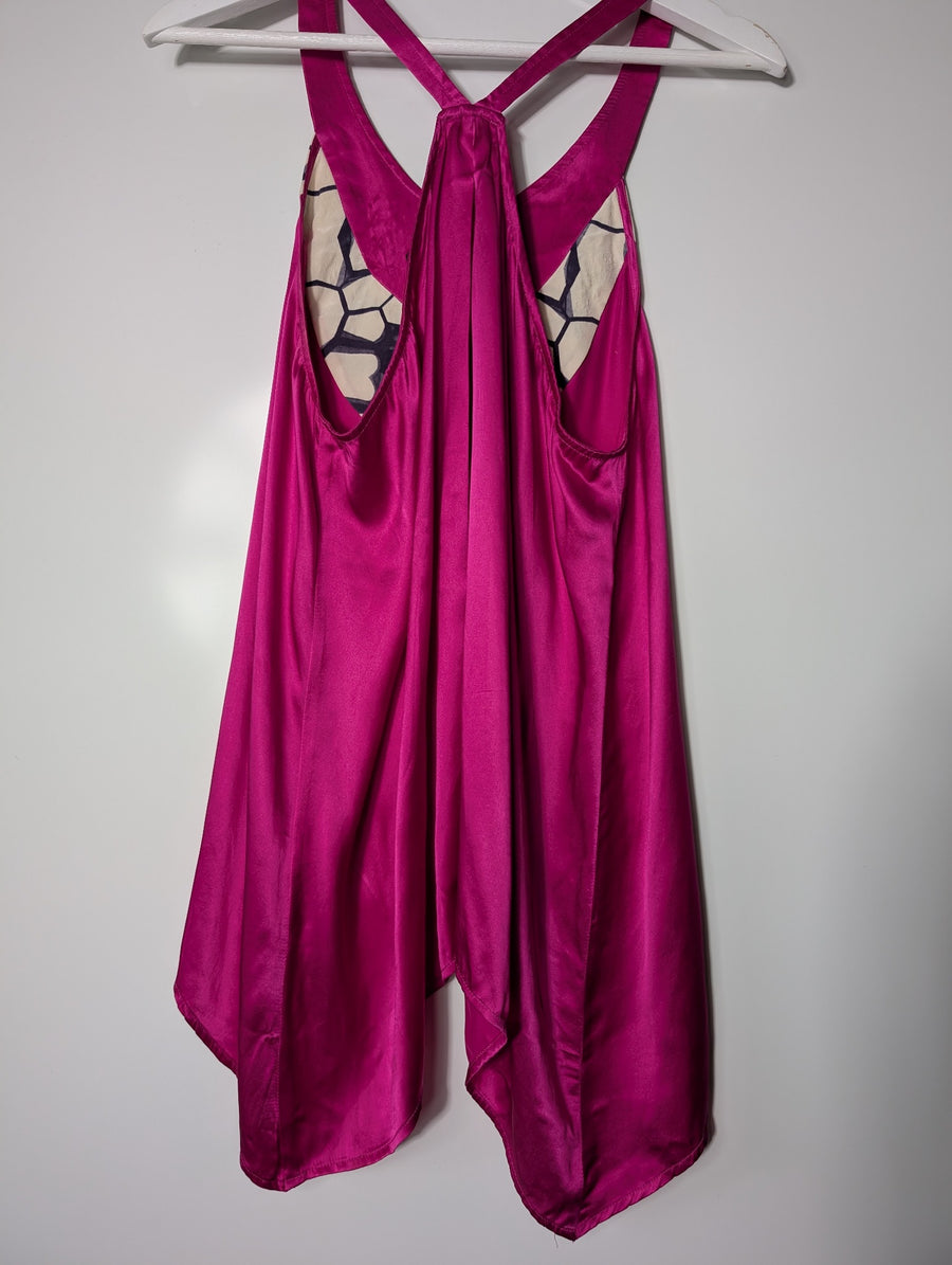 Hussy Racerback Tank Top Pink Geometric Print AU 12 - Image 4