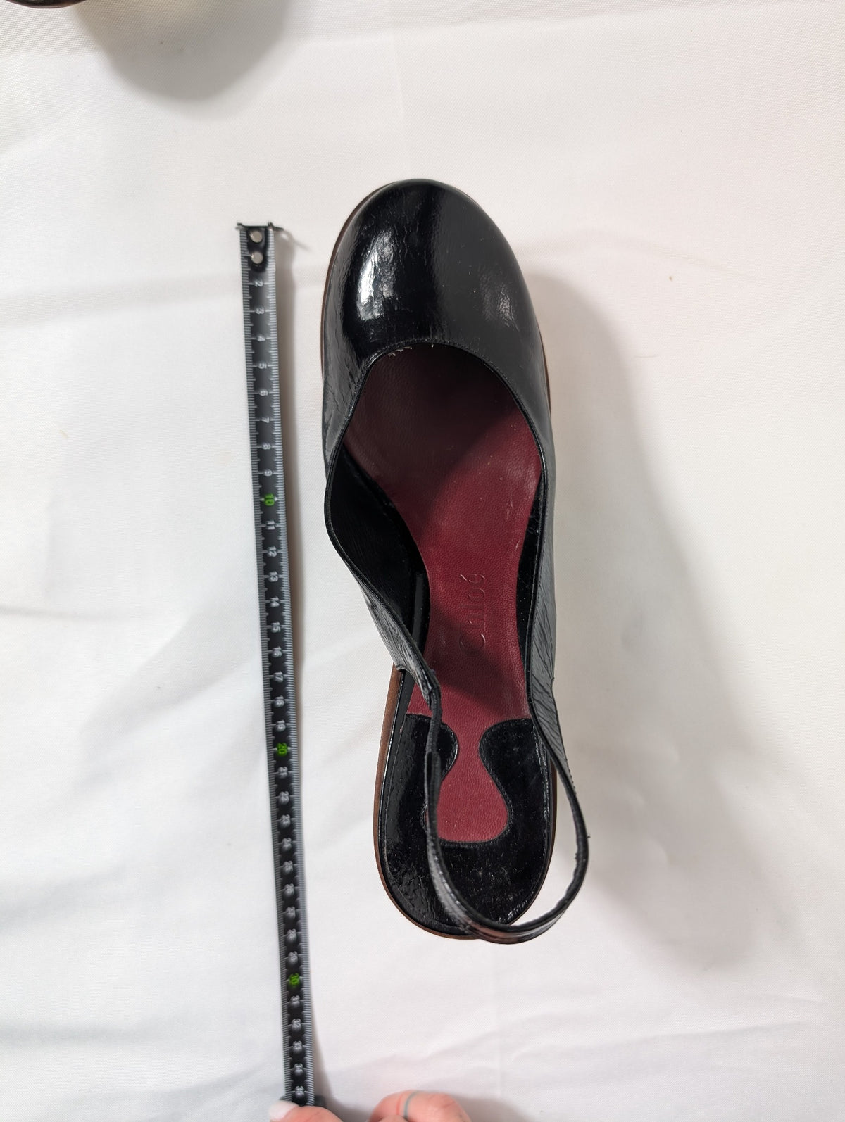 Chloé Patent Leather Slingback Wedge Sandals Black - Image 9