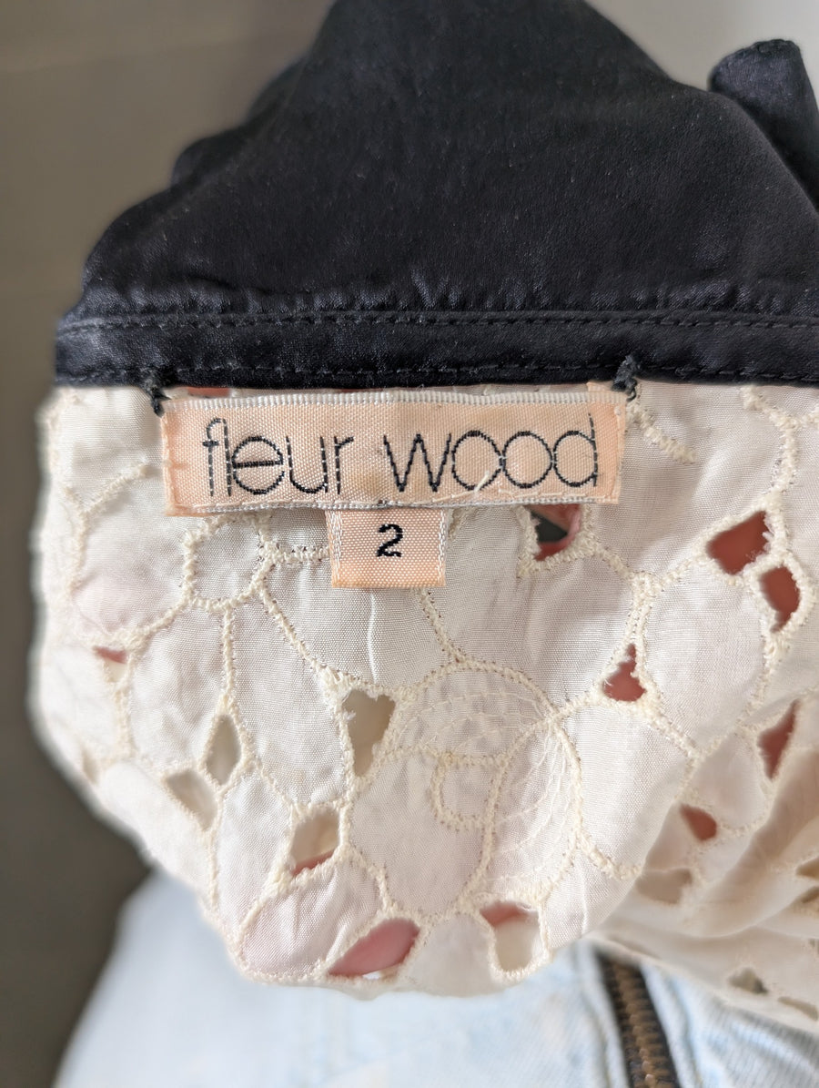 Fleur Wood Silk Lace Camisole Cream & Black Size 2 - Image 5