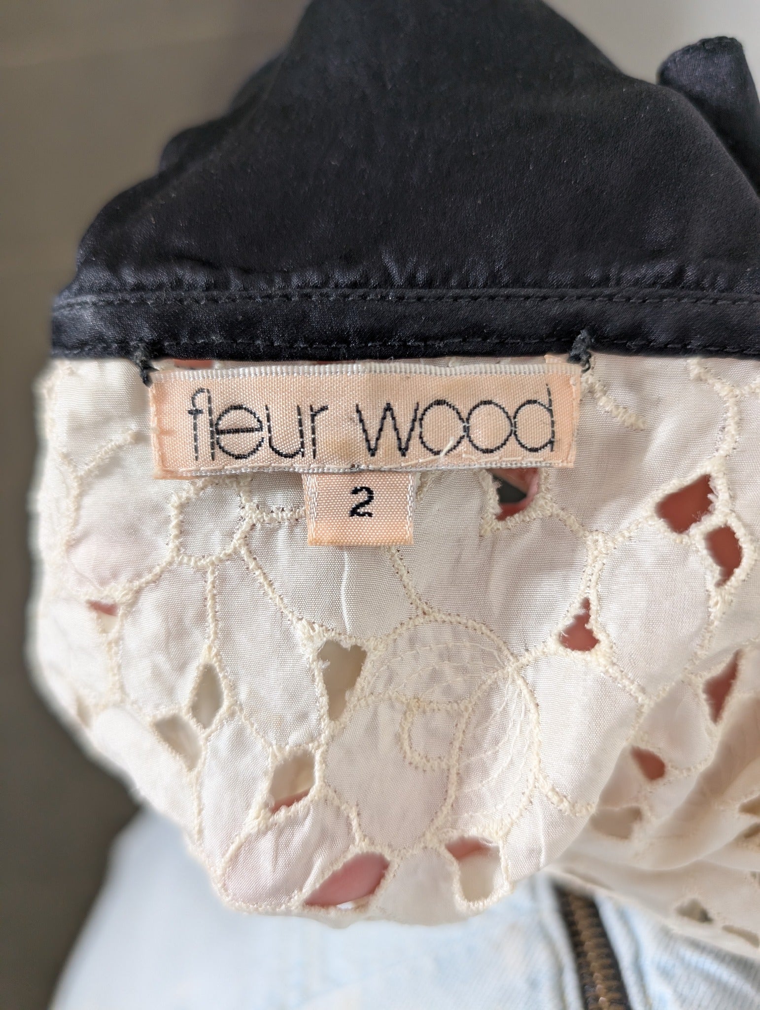 Fleur Wood Silk Lace Camisole Cream & Black Size 2 - Image 5