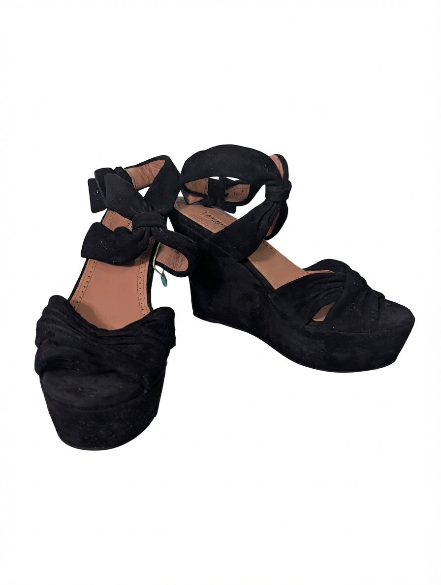 Alaïa Paris Platform Wedge Sandals Black Suede - Image 1