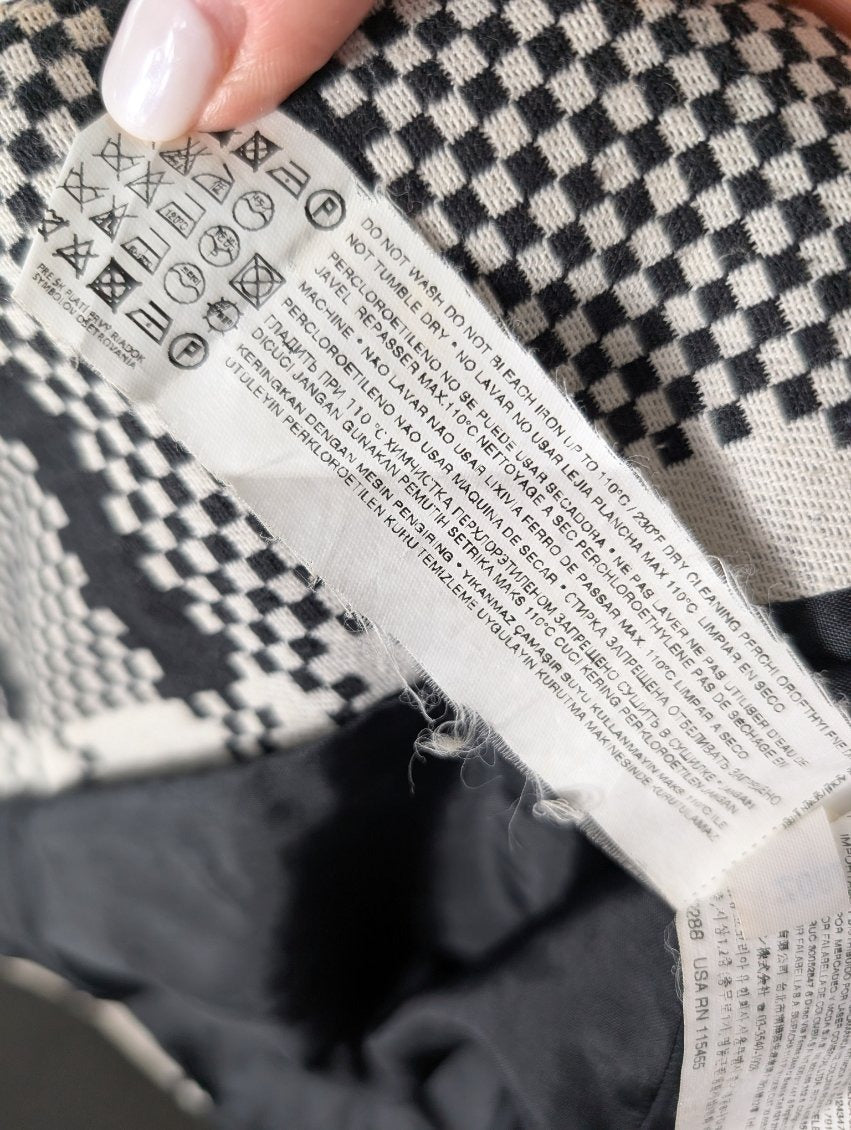 Mango Textured Coat Black and White Checkered XS - Image 3