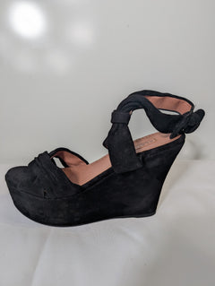 Alaïa Paris Platform Wedge Sandals Black Suede - Image 3