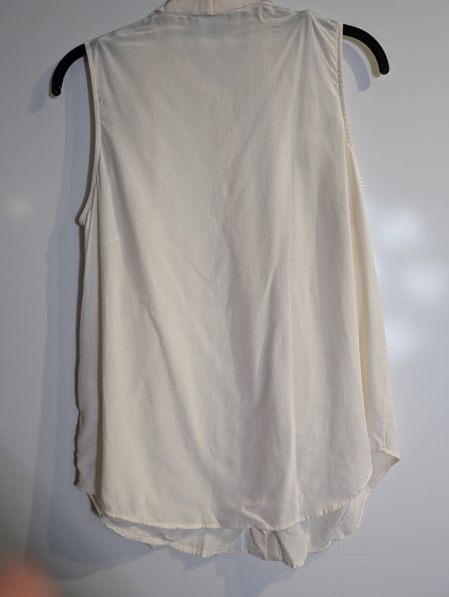 Reiss V-Neck Button-Front Blouse Cream Women's UK 8 - Image 8
