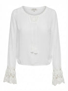 Arnhem Boho Crochet Trim Long Sleeve Blouse White Size M - Image 1