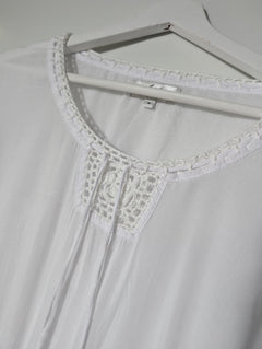 Arnhem Boho Crochet Trim Long Sleeve Blouse White Size M - Image 2