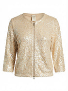 Collette Dinnigan Zip-Front Sequin Cardigan Gold Women's Size S - Image 1