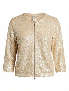 Collette Dinnigan Zip-Front Sequin Cardigan Gold Women's Size S - Image 1