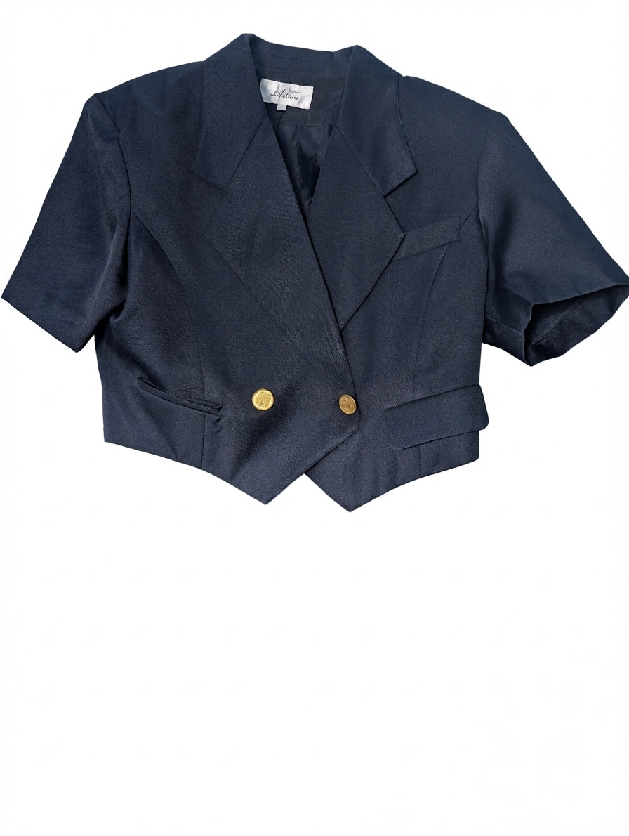 Adieu Cropped Blazer Jacket Navy Blue Size 9 - Image 1