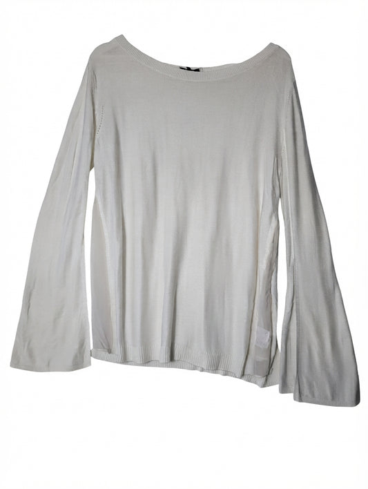 Halston Heritage Knit Sweater With Silk Side Panels White Small - Image 1