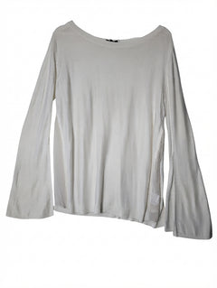 Halston Heritage Knit Sweater With Silk Side Panels White Small - Image 1