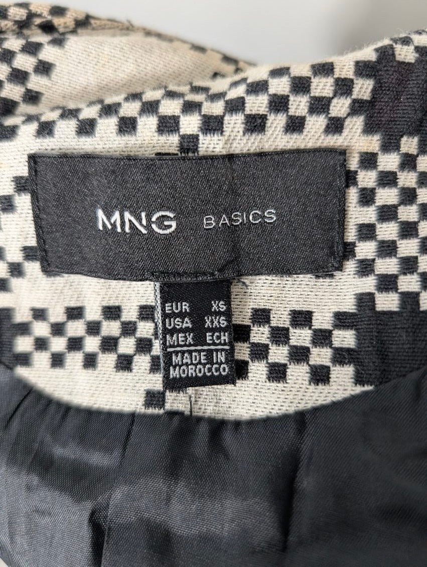 Mango Textured Coat Black and White Checkered XS - Image 5