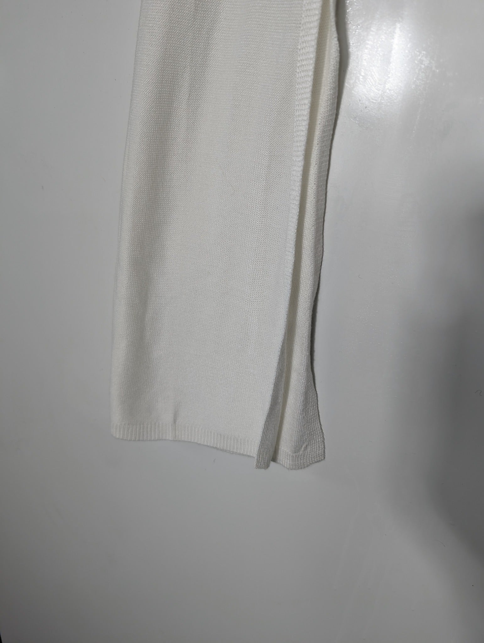 Halston Heritage Knit Sweater With Silk Side Panels White Small - Image 2