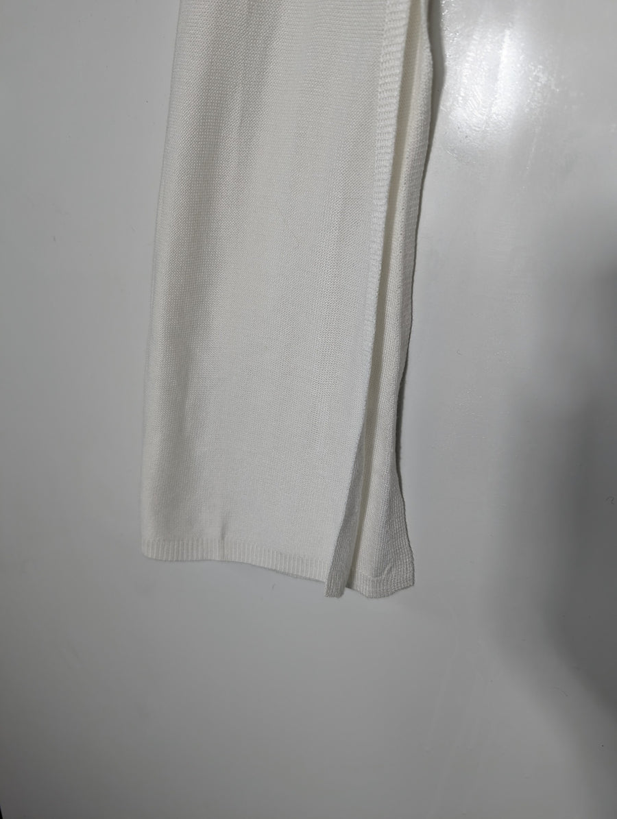 Halston Heritage Knit Sweater With Silk Side Panels White Small - Image 2