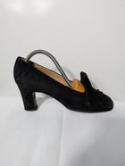 Prada Suede Fringed Kiltie Heeled Loafers Black EU 37 - Image 2