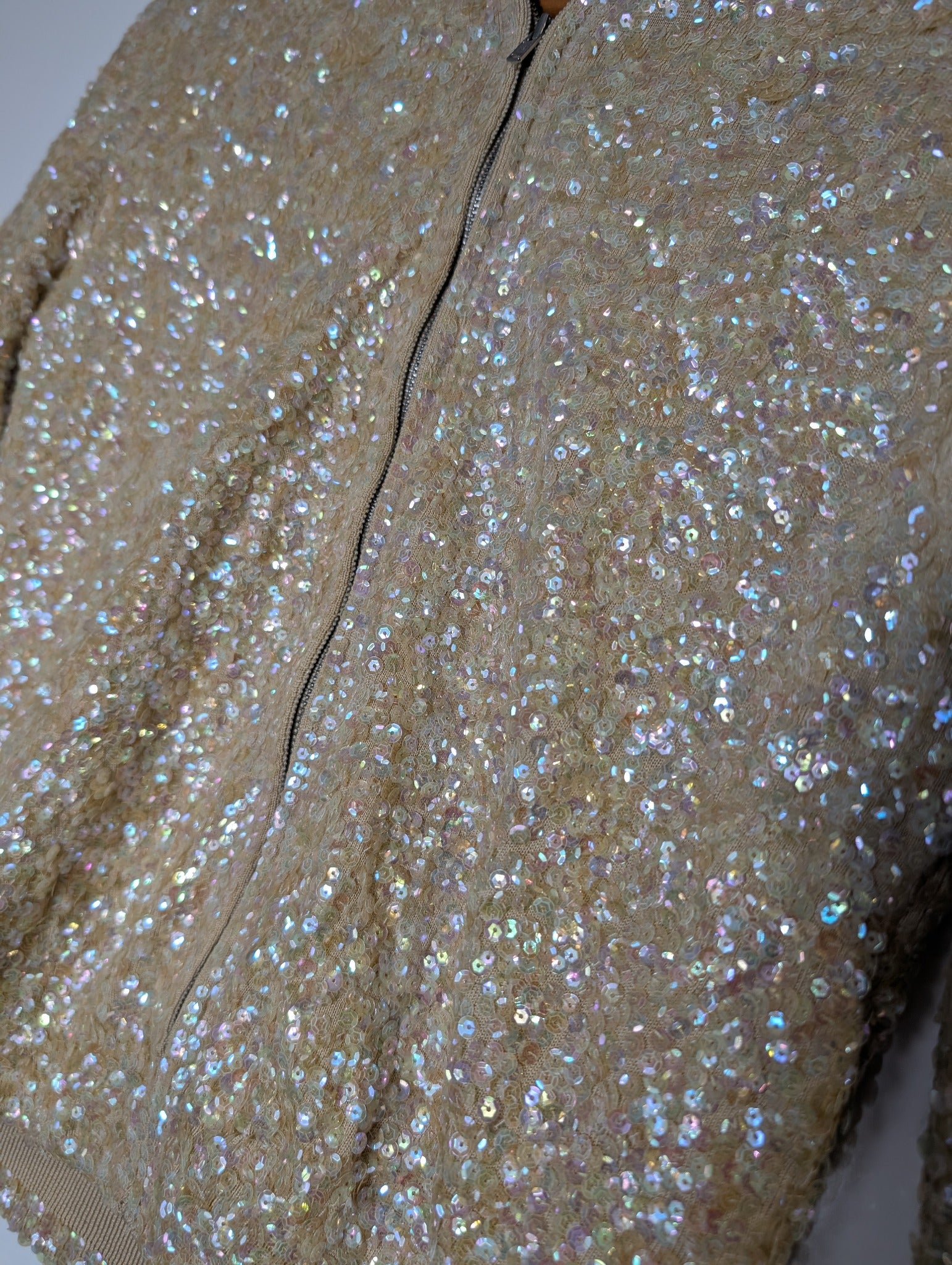 Collette Dinnigan Zip-Front Sequin Cardigan Gold Women's Size S - Image 2