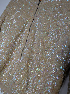 Collette Dinnigan Zip-Front Sequin Cardigan Gold Women's Size S - Image 2