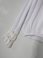 Arnhem Boho Crochet Trim Long Sleeve Blouse White Size M - Image 3