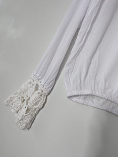 Arnhem Boho Crochet Trim Long Sleeve Blouse White Size M - Image 3