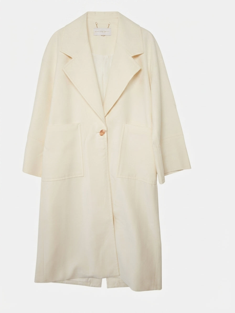Ginger & Smart Longline Coat Cream Size 4 - Image 1